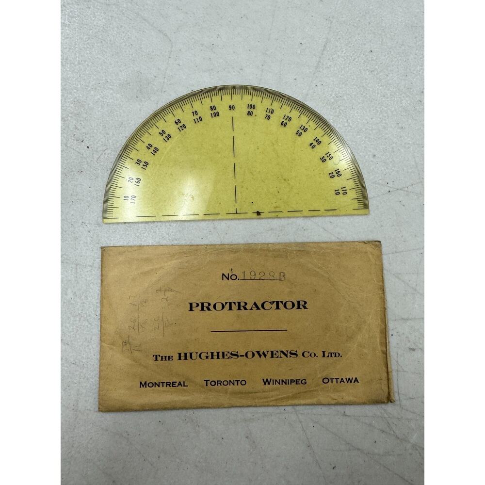 Vintage The Hughes Owens Protractor No 1928B Drafting Drawing Tool